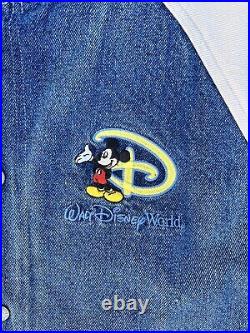 Walt Disney World Mickey Mouse Denim Coat Bomber Jacket Quilted Lined Snap M