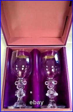 Walt disney company minnie & mickey mouse stem retired wine champagne glasses