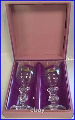 Walt disney company minnie & mickey mouse stem retired wine champagne glasses