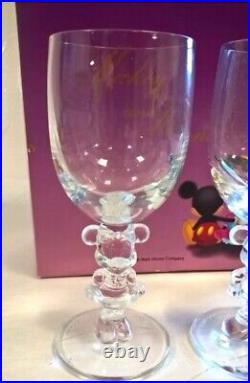 Walt disney company minnie & mickey mouse stem retired wine champagne glasses