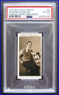 Wills CINEMA STARS 3rd SERIES 1931 #24 Walt Disney & Mickey Mouse PSA 6 EX-MT