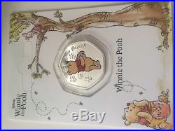 Winnie The Pooh 50p coin plated in Silver under official Disney license colour