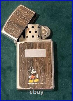 Zippo Lighter Mickey Mouse Disney 1978 Woodslim