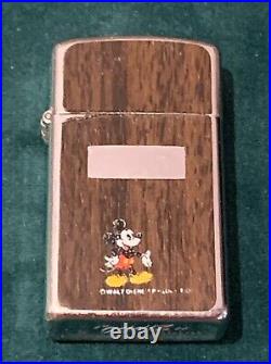 Zippo Lighter Mickey Mouse Disney 1978 Woodslim