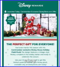 °o° Disney Cardmember Exclusive 2025 Mickey Mouse Holiday Plaid Plush NEW °o° °o° Disney Cardmember Exclusive 2025 Mickey Mouse Holiday Plaid Plush NEW °o°